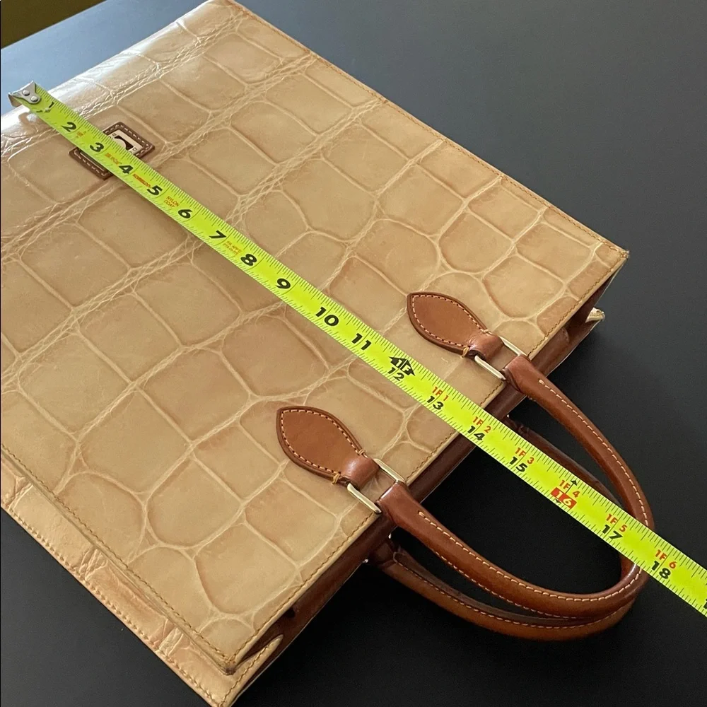 Dooney & Bourke  Denison Croco North South Tote Bag Brown Beige Structured Lux